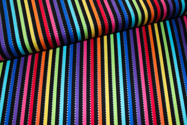 Designer- Baumwollstoff Be Colourful Black Rainbow (10 cm)